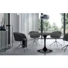 Modern Round Table in Carrara Marble and Marquinia Made in Italy - Dollars Viadurini