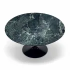 Modern Round Table in Carrara Marble and Marquinia Made in Italy - Dollars Viadurini