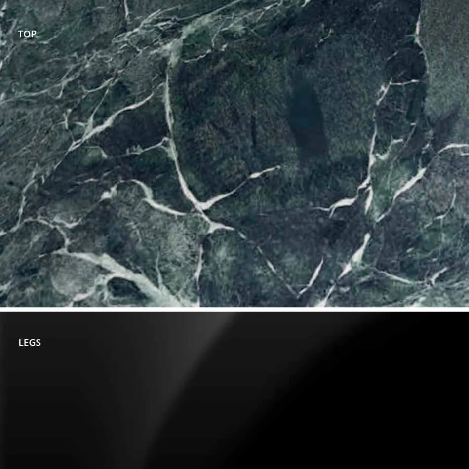 Modern Round Table in Carrara Marble and Marquinia Made in Italy - Dollars Viadurini