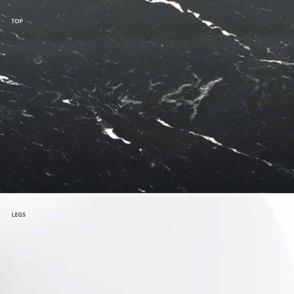 Modern Round Table in Carrara Marble and Marquinia Made in Italy - Dollars Viadurini