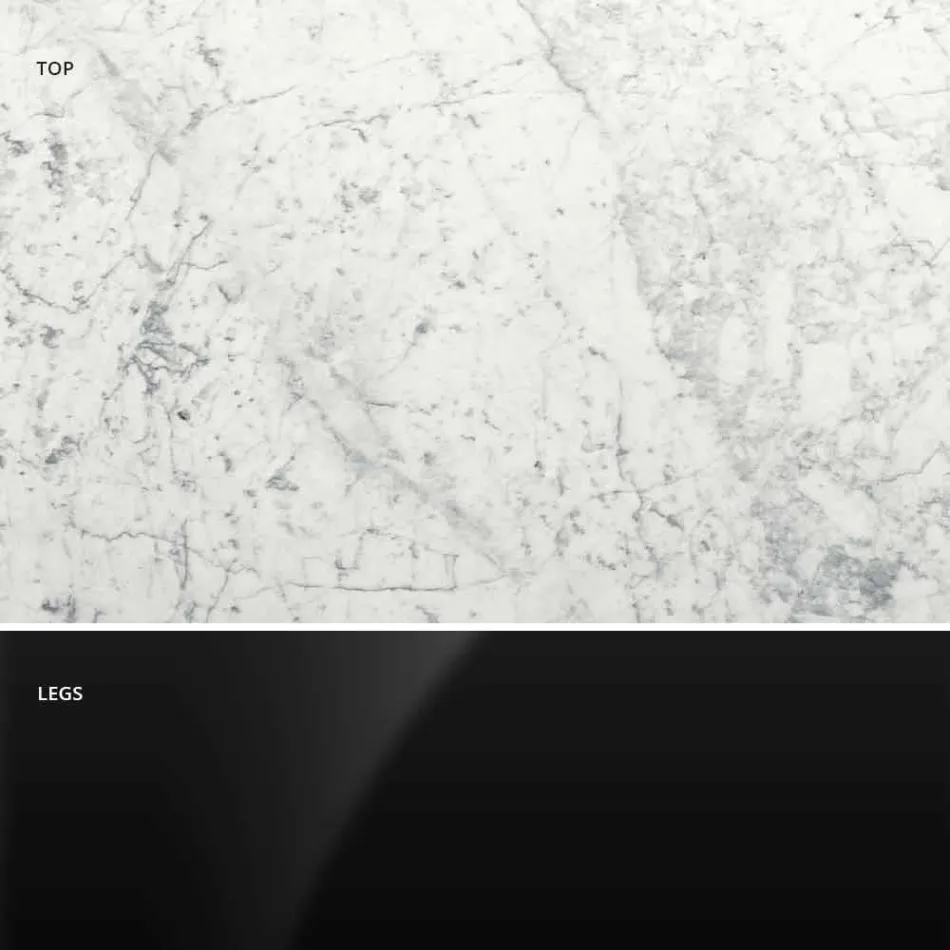 Modern Round Table in Carrara Marble and Marquinia Made in Italy - Dollars Viadurini