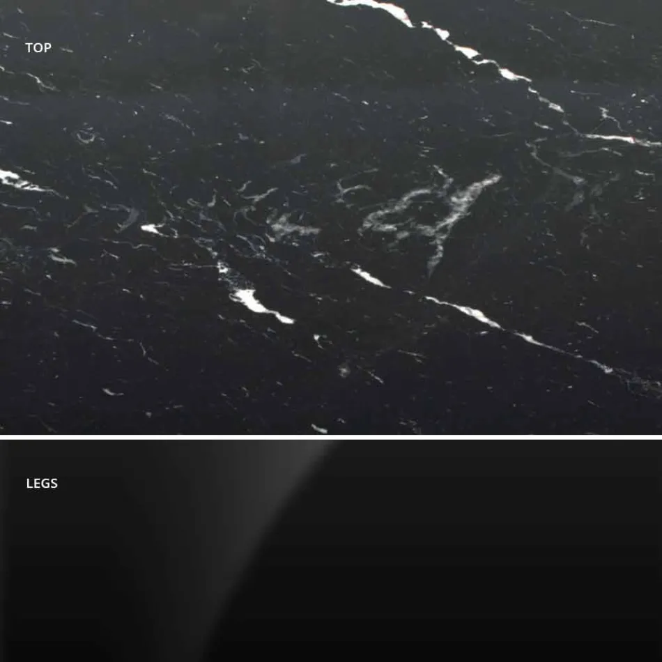 Modern Round Table in Carrara Marble and Marquinia Made in Italy - Dollars Viadurini