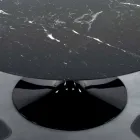 Modern Round Table in Carrara Marble and Marquinia Made in Italy - Dollars Viadurini