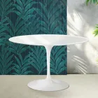 Saarinen Tulip Round Table H 74 cm in Glossy White Florim Ceramic - Scarlet Viadurini