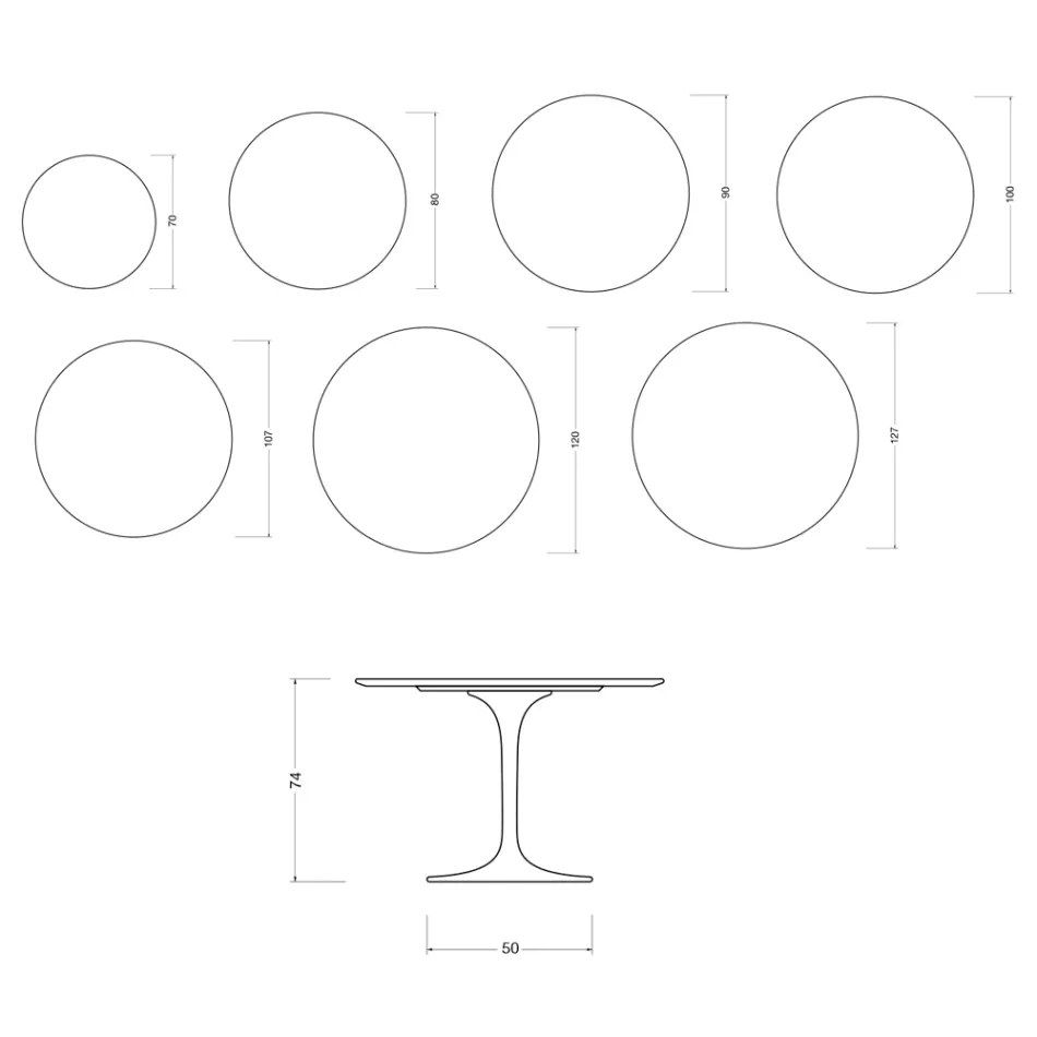 Saarinen Tulip Round Table H 74 cm in Florim Calacatta Gold Matt Ceramic - Scarlet Viadurini