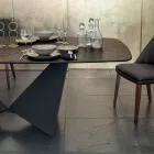 Dining Room Table Top in Matt Ceramic and Metal Legs - Monacco Viadurini