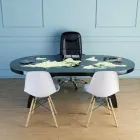 Modern desk table with glass top made in Italy, Pontida Viadurini