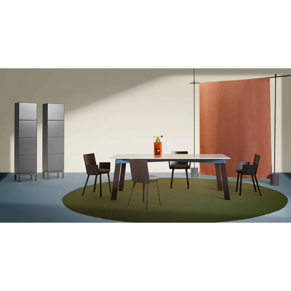 Modern Living Room Table in Steel with Design Marble Top - Aronte Viadurini