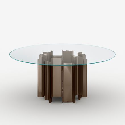 Round Dining Table in Extra-Clear Glass, Made in Italy - Duna Viadurini