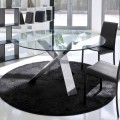 Design round table (d. 120) with crystal top made in Italy, Cristal