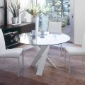 Design round table (d. 130) with crystal top made in Italy Cristal