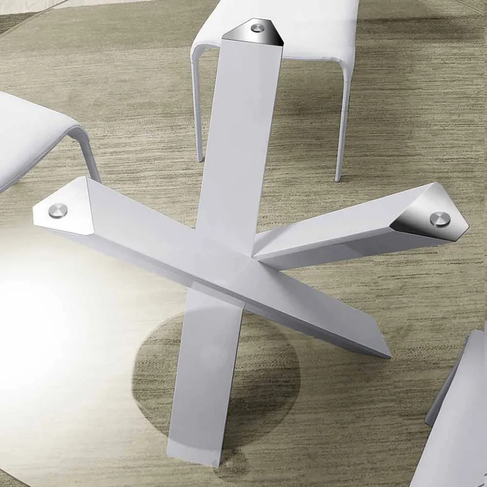 Round design table d.150 crystal top made in Italy Cristal Viadurini