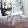 Design round table (d. 160) with crystal top made in Italy Cristal