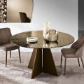 Round Table in Back-Silvered Striped Glass in Two Sizes Made in Italy - Armon