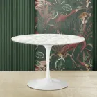 Tulip Table Eero Saarinen H 73 with Carrara Marble Top Made in Italy - Scarlet Viadurini