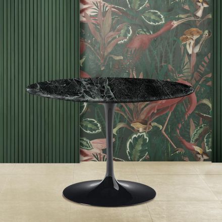Eero Saarinen Tulip Table H 73 with Green Alpi Marble Top Made in Italy - Scarlet Viadurini