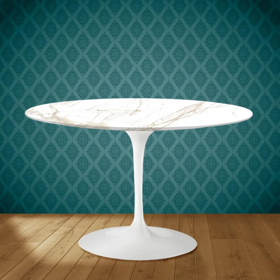 Tulip Table Eero Saarinen H 73 in Ceramic Entzo Made in Italy - Scarlet Viadurini