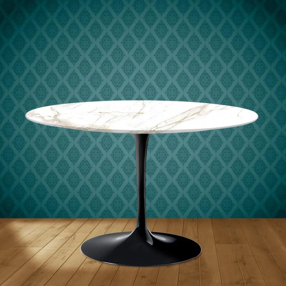 Tulip Table Eero Saarinen H 73 in Ceramic Entzo Made in Italy - Scarlet Viadurini