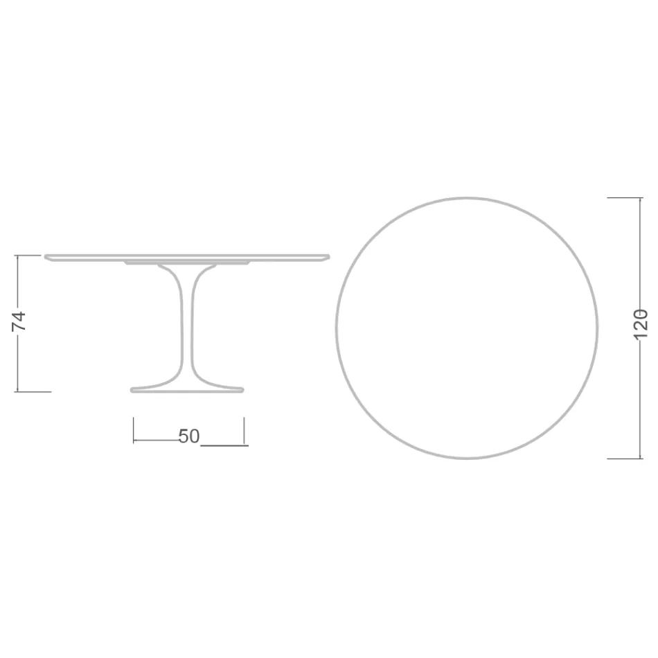 Tulip Table Eero Saarinen H 73 in Ceramic Pietra Grey Made in Italy - Scarlet Viadurini