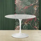 Tulip Table Eero Saarinen H 73 in Carrara Marble Statuarietto Made in Italy - Scarlet Viadurini