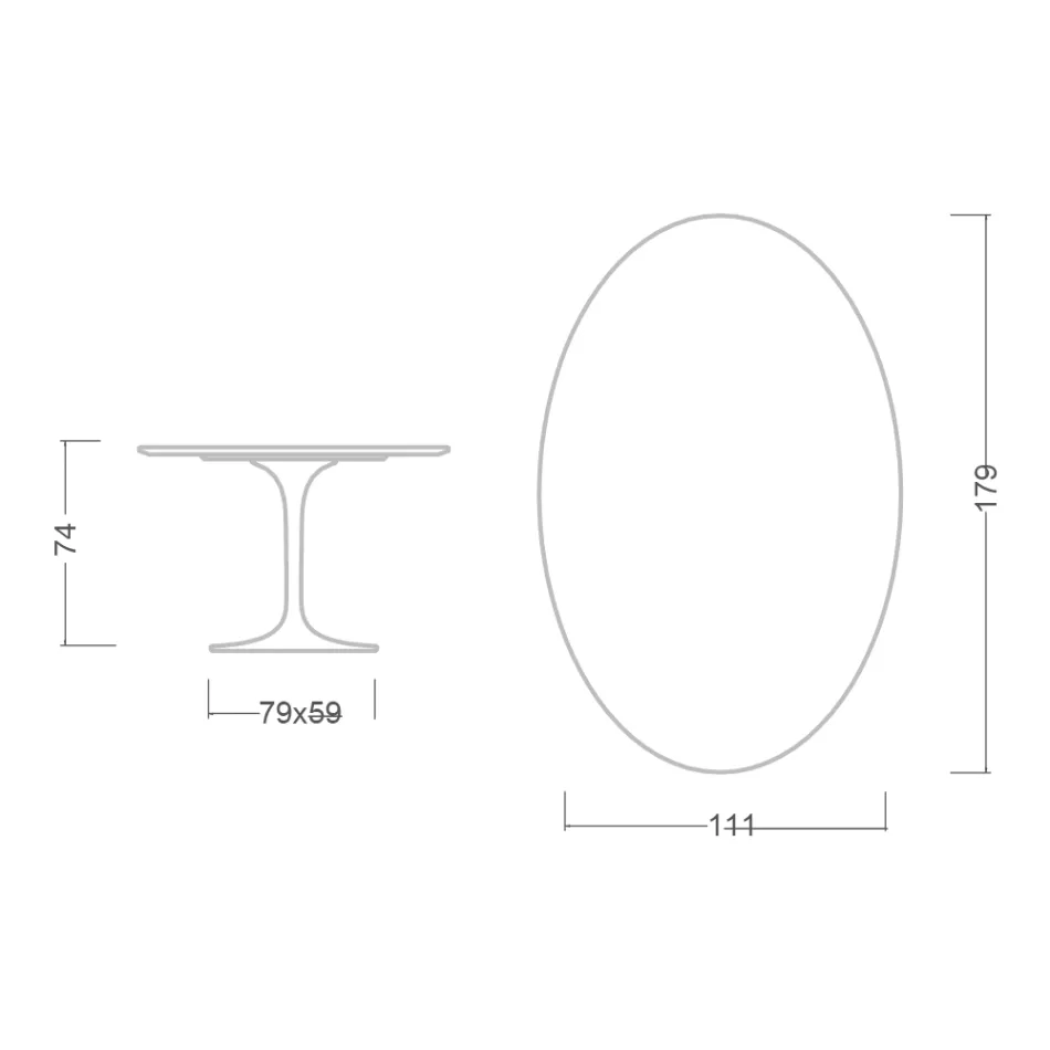 Tulip Table Eero Saarinen H 73 Oval in Ceramic Calacatta Michelangelo - Scarlet Viadurini