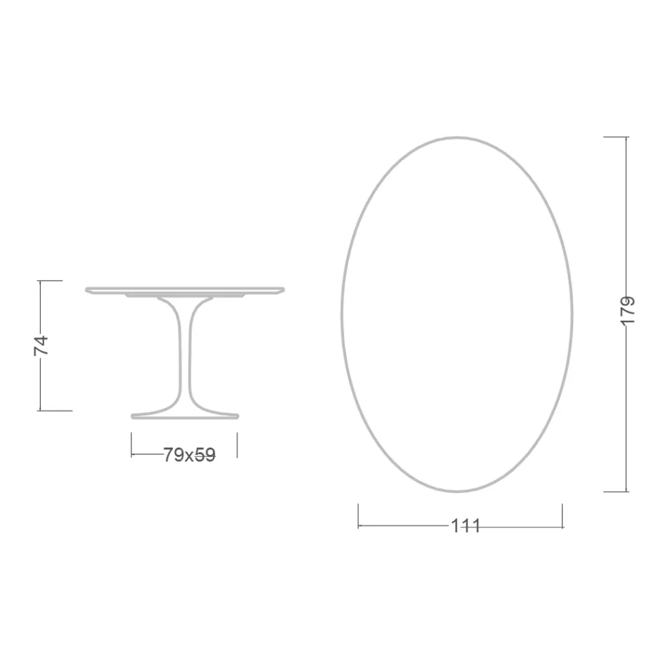 Tulip Table Eero Saarinen H 73 Oval in Ceramic Entzo Made in Italy - Scarlet Viadurini