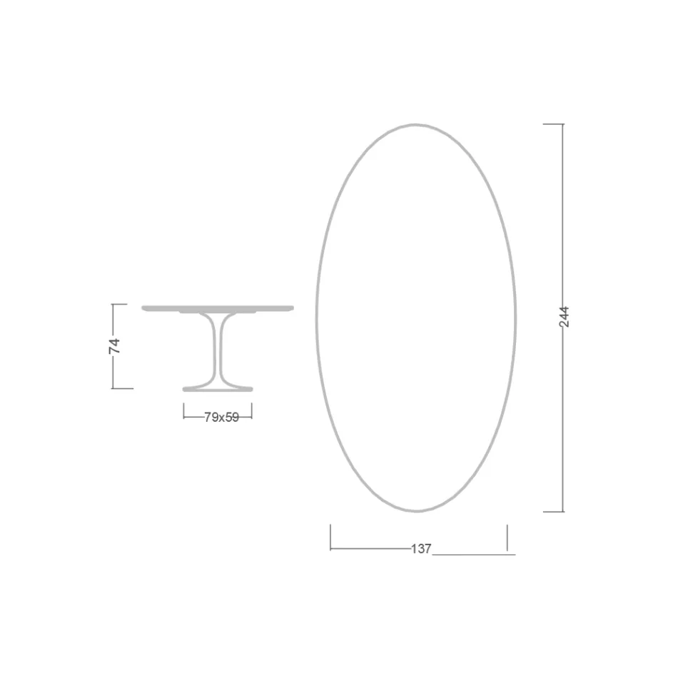 Tulip Table Eero Saarinen H 73 Oval in Ceramic Entzo Made in Italy - Scarlet Viadurini