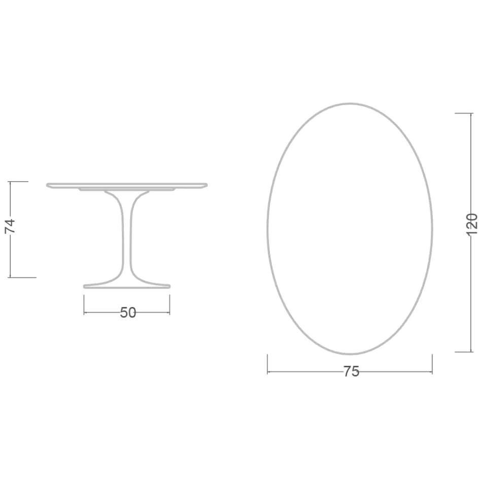Tulip Table Eero Saarinen H 73 Oval in Ceramic Entzo Made in Italy - Scarlet Viadurini