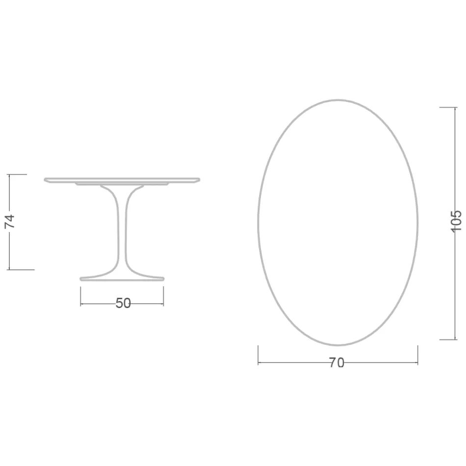 Tulip Table Eero Saarinen H 73 Oval in Ceramic Rem Made in Italy - Scarlet Viadurini