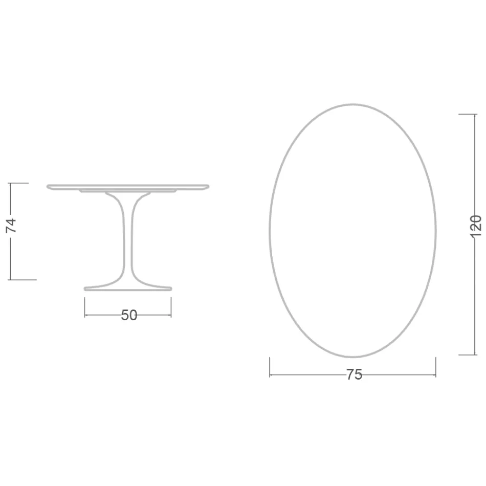 Tulip Table Eero Saarinen H 73 Oval in Ceramic Rem Made in Italy - Scarlet Viadurini