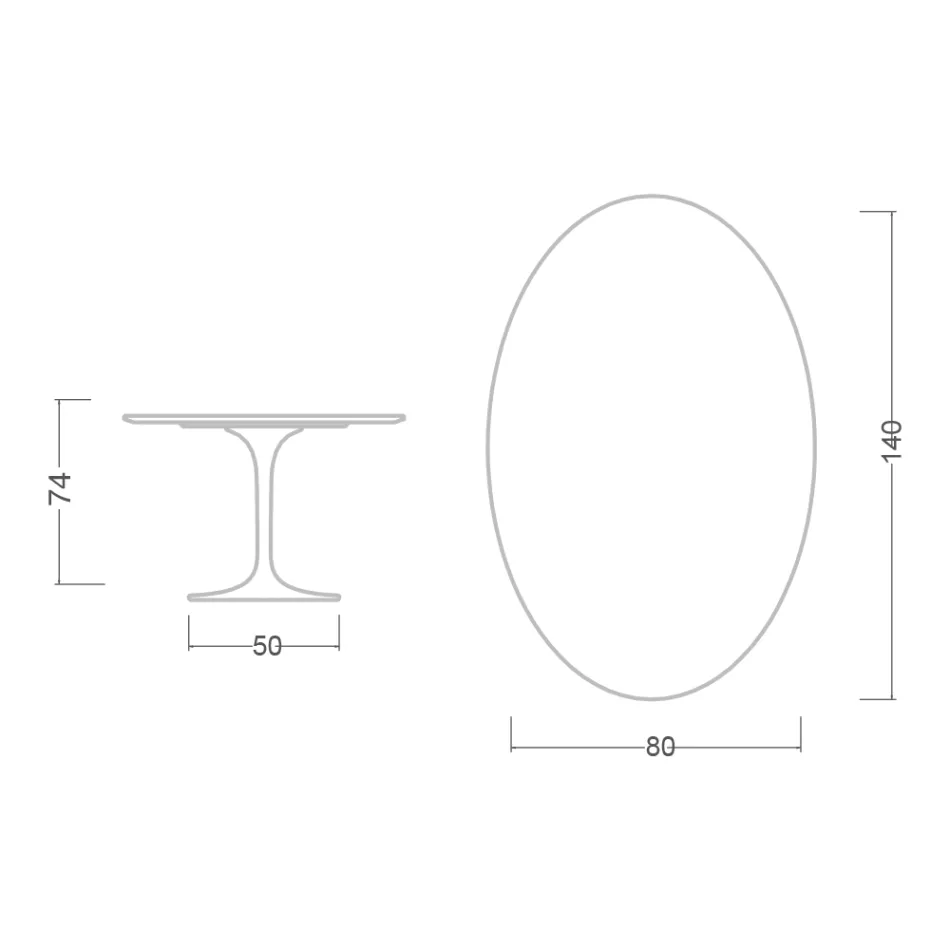 Tulip Table Eero Saarinen H 73 Oval in Statuario Altissimo Ceramic Made in Italy - Scarlet Viadurini
