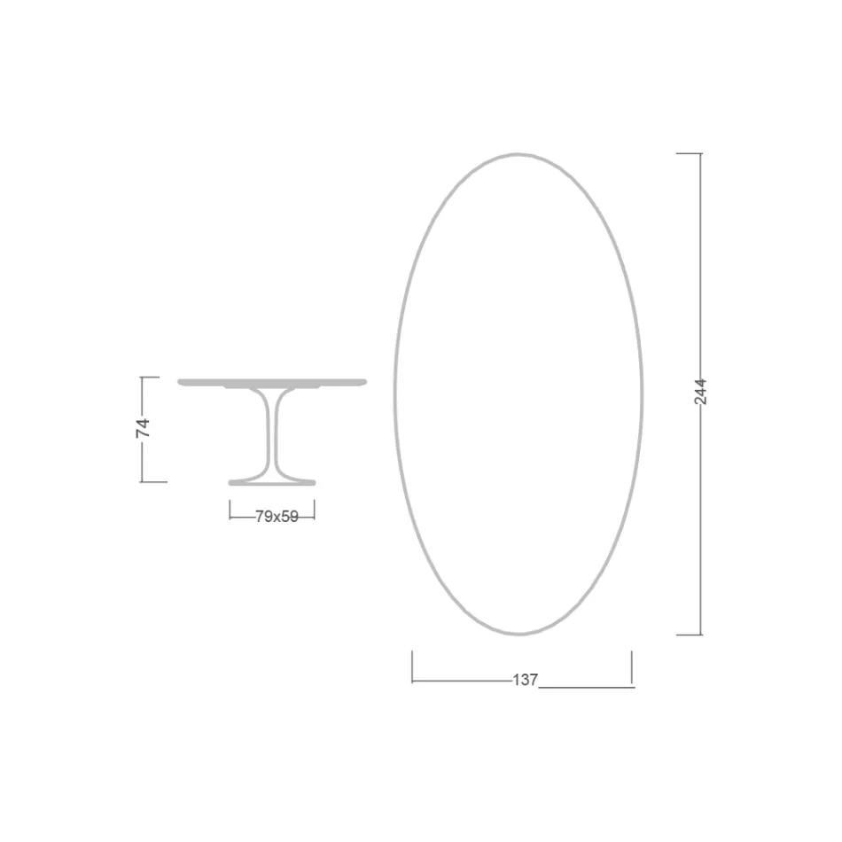 Tulip Table Eero Saarinen H 73 Oval in Statuario Altissimo Ceramic Made in Italy - Scarlet Viadurini