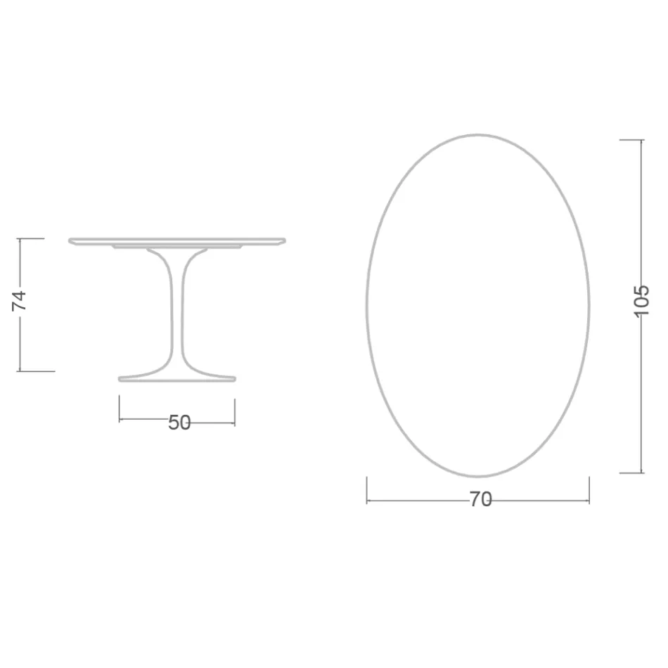 Tulip Table Eero Saarinen H 73 Oval in Statuario Altissimo Ceramic Made in Italy - Scarlet Viadurini