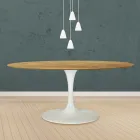 Tulip Table Eero Saarinen H 73 Oval in Natural Oak Made in Italy - Scarlet Viadurini