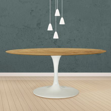 Tulip Table Eero Saarinen H 73 Oval in Natural Oak Made in Italy - Scarlet Viadurini