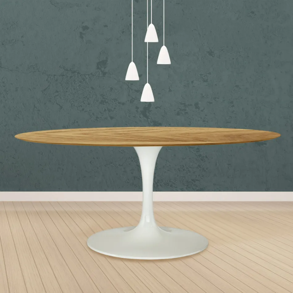 Tulip Table Eero Saarinen H 73 Oval in Natural Oak Made in Italy - Scarlet Viadurini