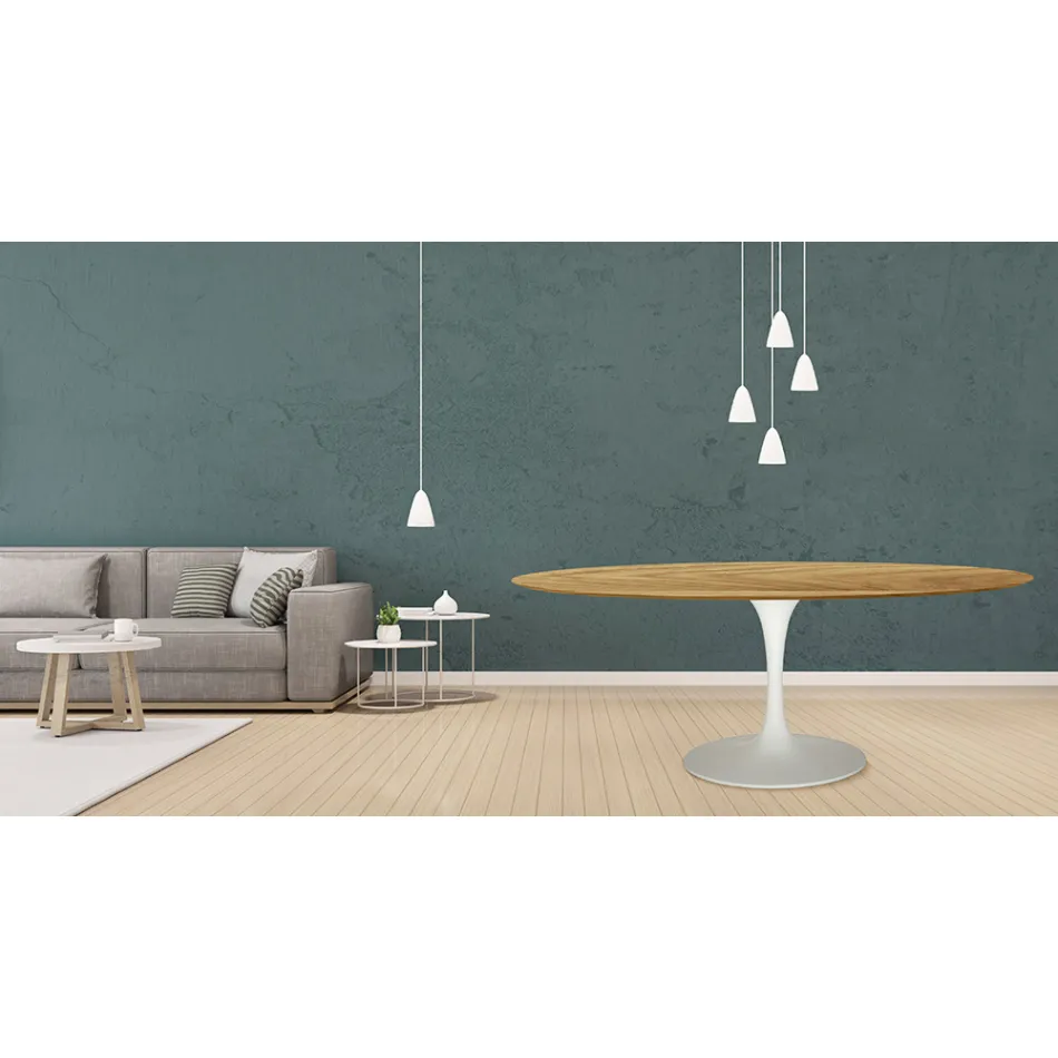 Tulip Table Eero Saarinen H 73 Oval in Natural Oak Made in Italy - Scarlet Viadurini