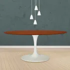 Tulip Table Eero Saarinen H 73 Oval in Cherry Stained Oak Made in Italy - Scarlet Viadurini