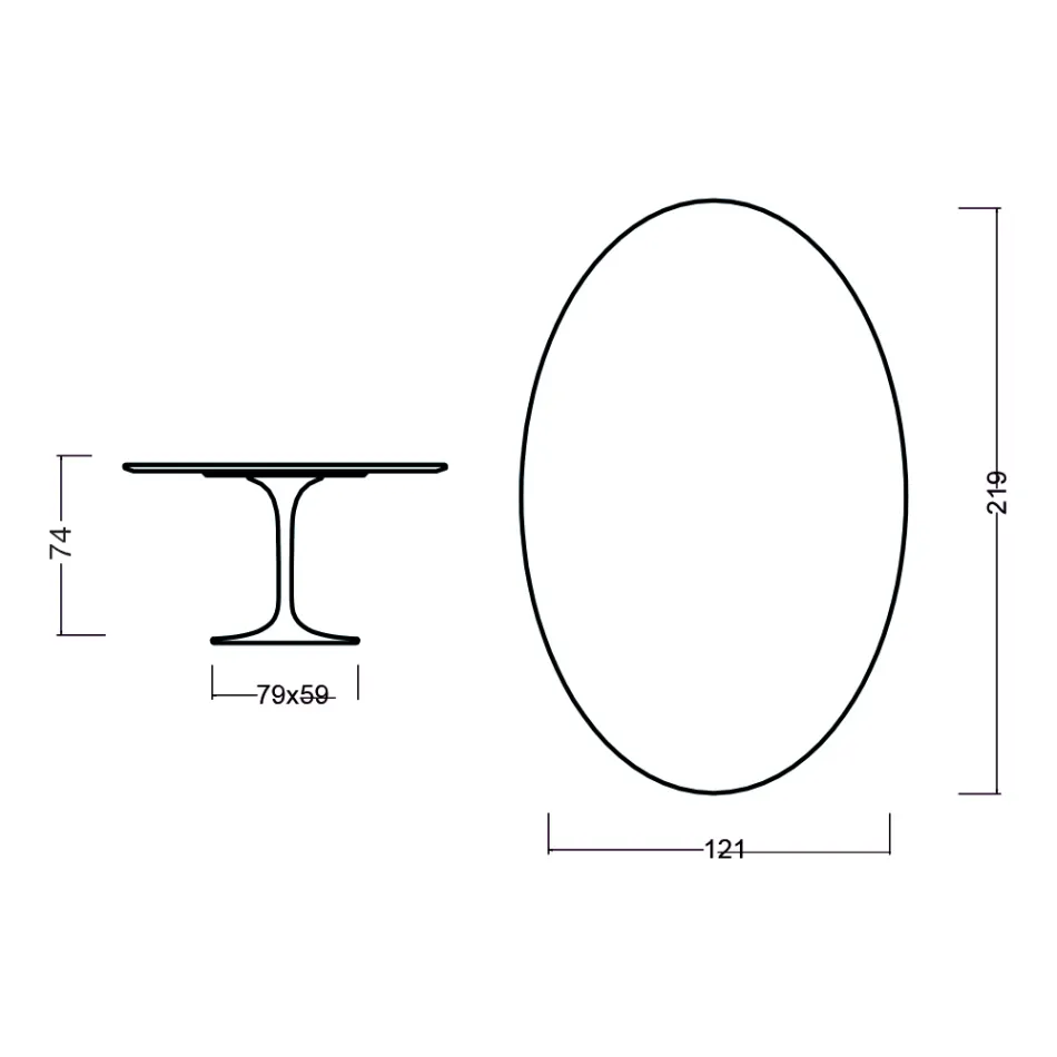 Tulip Table Eero Saarinen H 73 Oval in Cherry Stained Oak Made in Italy - Scarlet Viadurini