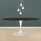 Tulip Table Eero Saarinen H 73 Oval in Moka Stained Oak Made in Italy - Scarlet Viadurini