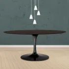 Tulip Table Eero Saarinen H 73 Oval in Moka Stained Oak Made in Italy - Scarlet Viadurini