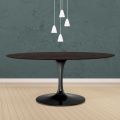 Tulip Table Eero Saarinen H 74 Oval in Oak Stained Moka Made in Italy - Scarlet