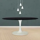 Tulip Table Eero Saarinen H 73 Oval in Black Stained Oak Made in Italy - Scarlet Viadurini