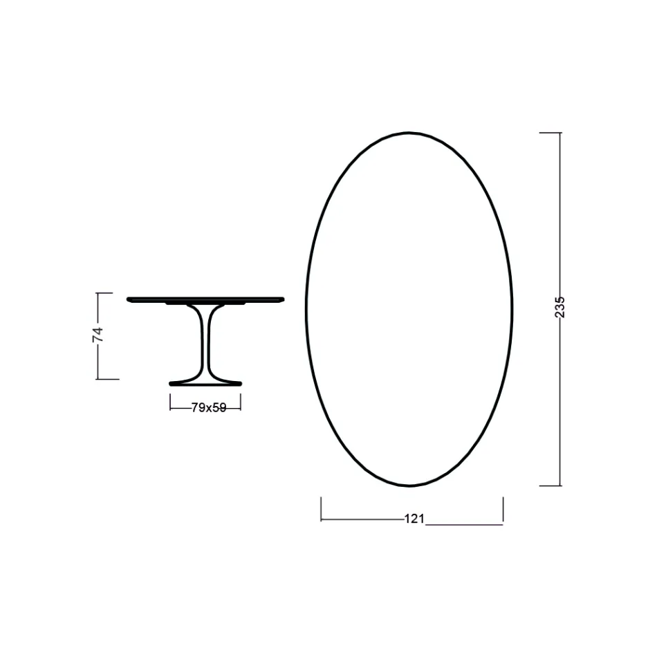 Eero Saarinen Tulip Table H 73 Oval in Light Walnut Stained Oak Made in Italy - Scarlet Viadurini