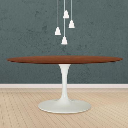 Eero Saarinen Tulip Table H 73 Oval in Dark Walnut Stained Oak Made in Italy - Scarlet Viadurini