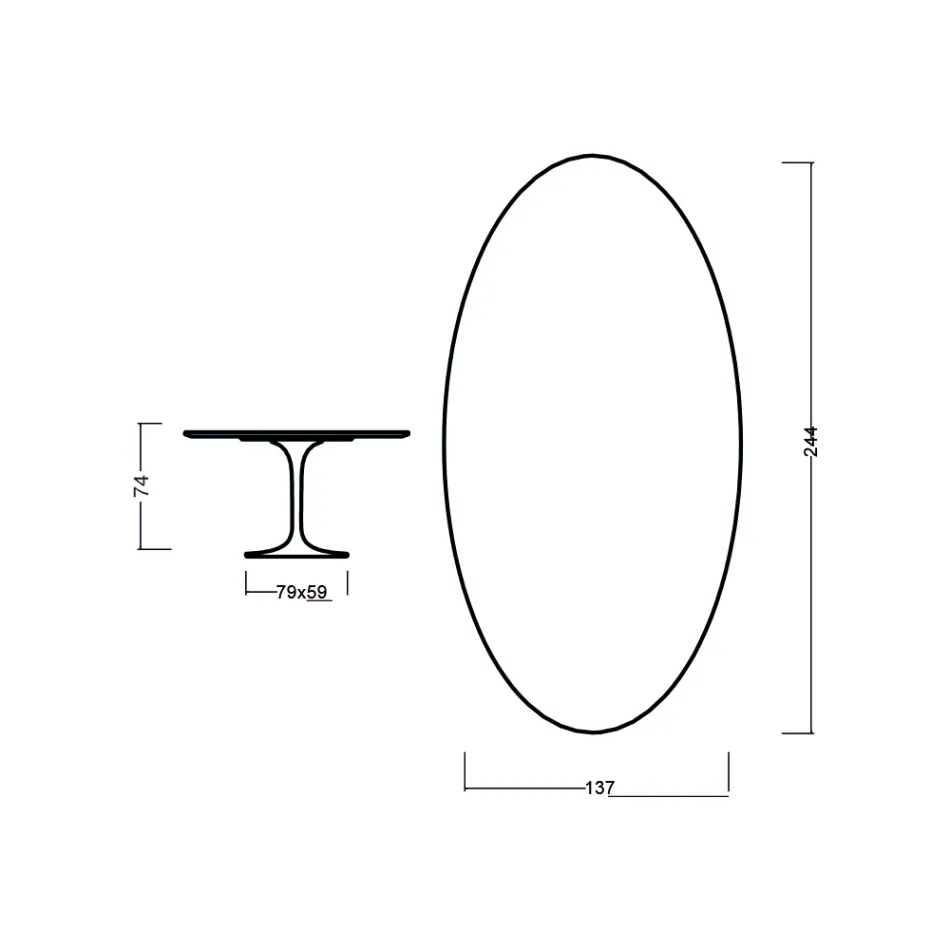 Eero Saarinen Tulip Table H 73 Oval in Dark Walnut Stained Oak Made in Italy - Scarlet Viadurini