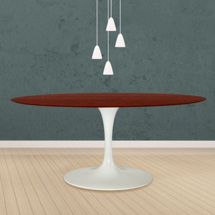 Eero Saarinen Tulip Table H 73 Oval in Rosewood Stained Oak Made in Italy - Scarlet Viadurini
