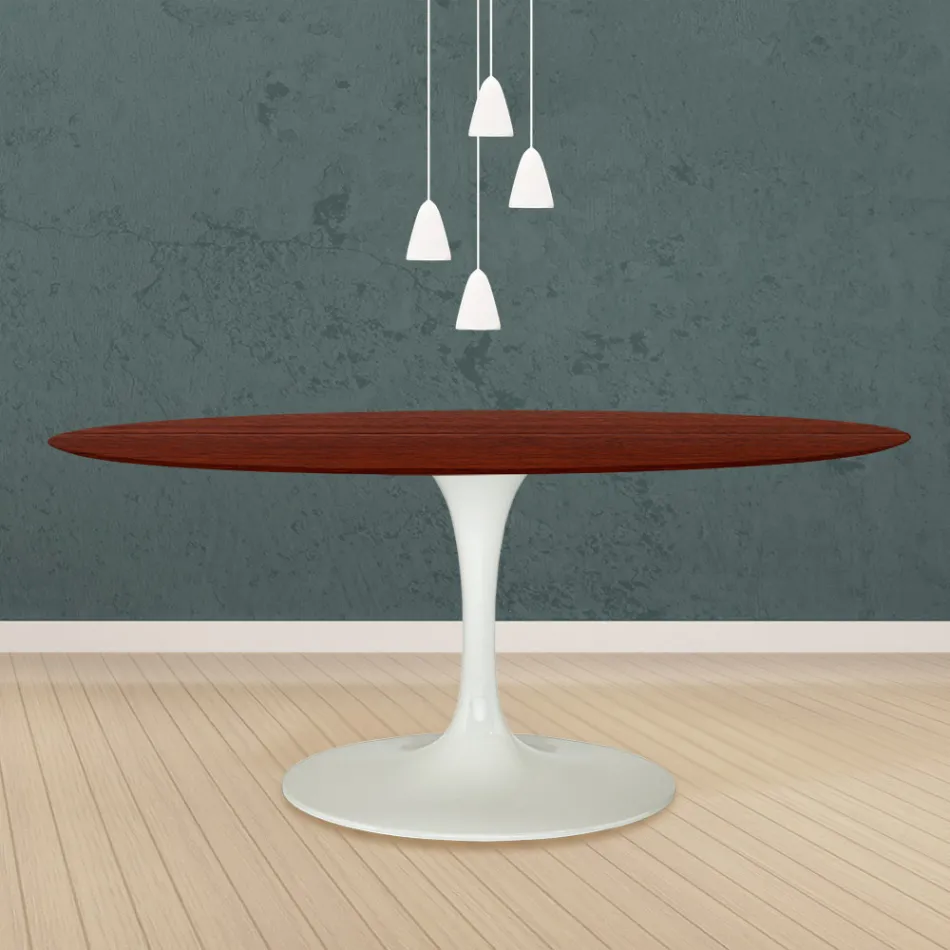 Eero Saarinen Tulip Table H 73 Oval in Rosewood Stained Oak Made in Italy - Scarlet Viadurini