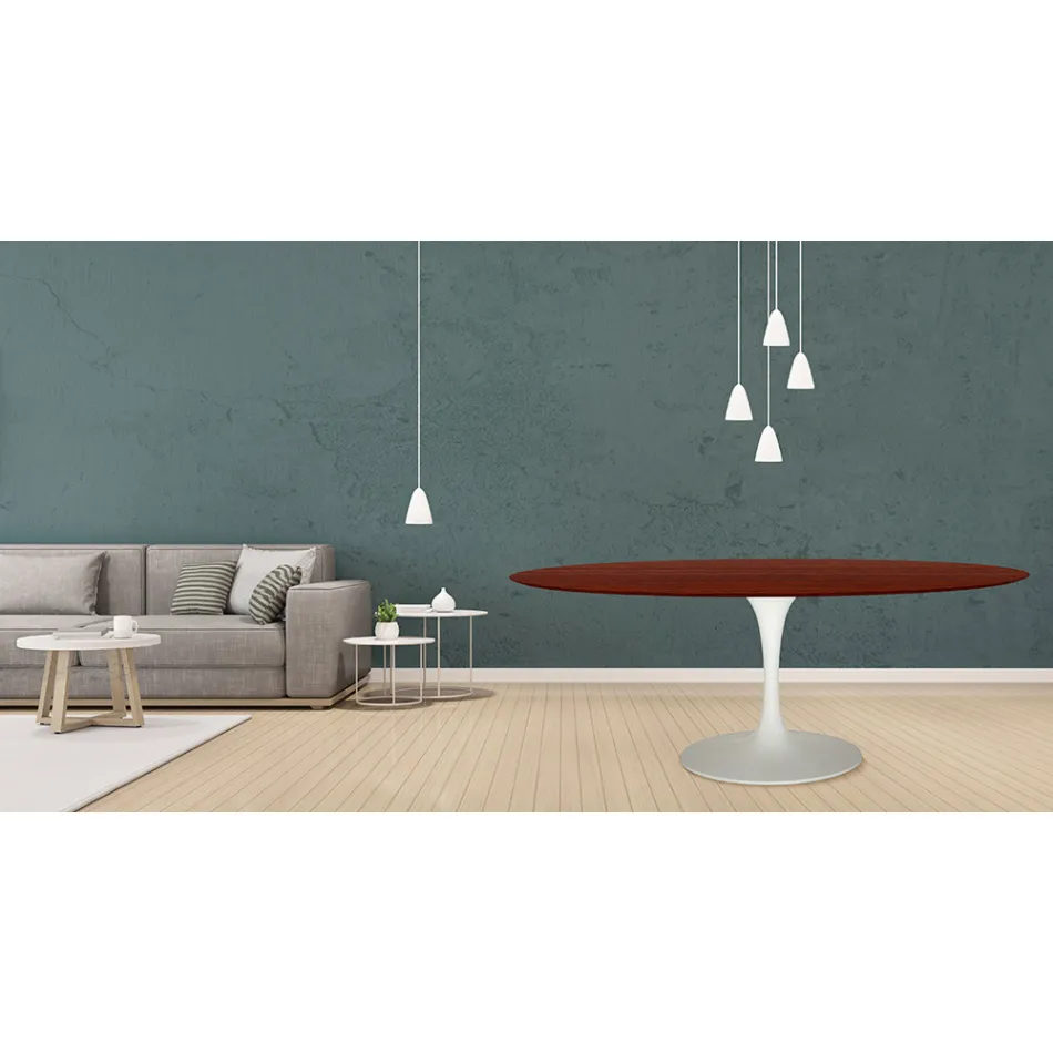 Eero Saarinen Tulip Table H 73 Oval in Rosewood Stained Oak Made in Italy - Scarlet Viadurini