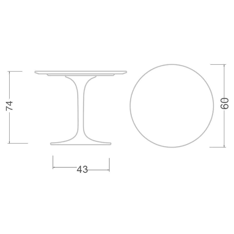 Tulip Table Eero Saarinen H 73 Round Ceramic Morpheus Made in Italy - Scarlet Viadurini